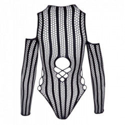 NoXqse - Body Nero Trasparente con Zip, Taglia S-L, Struttura a Rete, Eccitante