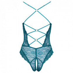 Cottelli Lingerie - Body Verde Trasparente, Taglia M, Fine e Morbido Pizzo, Cavallo Aperto