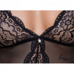 Cottelli Lingerie - Body Nero Trasparente, Taglia M, Fine Powernet, Elegante