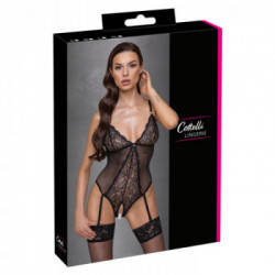 Cottelli Lingerie - Body Nero Trasparente, Taglia XL, Fine Powernet, Elegante
