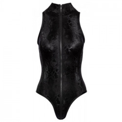 Cottelli Party - Body Nero con Zip, Taglia M, Pelle , Opaca, Scintillante