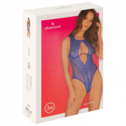 Obsessive - Body Blu, Taglia XS/S, Pizzo, Morbido, Elastico, Elegante