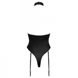 Black Level - Body Nero con Seno a Vista, Taglia XL, Mix di Vinile Lucido e Rete, Vestibilità Comoda e Aderente