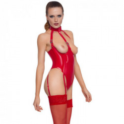 Black Level - Body Rosso Fuoco con Seno a Vista, Taglia XS, Provocante, Cinghie Regolabili