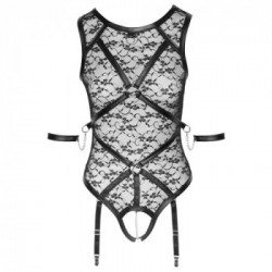 Cottelli Bondage - Body Trasparente Nero, Taglia XL, Pizzo Nero, Sensuale