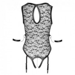 Cottelli Bondage - Body Trasparente Nero, Taglia M, Pizzo Nero, Sensuale