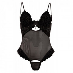 Cottelli Lingerie String Body - Nero, Sensuale, Accessorio Strass, Chiusura Gancio, Taglia 85C/L