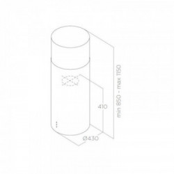 Elica TUBE PRO ISLAND IX/A/43 - Cappa Aspirante ad Isola, 43 cm, 603 m3/h, PRF0044794, C