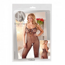 NoXqse Catsuit with Lacing - Tutina Intima ,Trasparente, Nera, Cavallo Aperto, Taglia XXL/XXXL