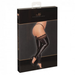 Noir Handmade Thigh High Stockings - Calze Autoreggenti Nere, Senza Piede, Orlo in Pizzo, Taglia 5XL