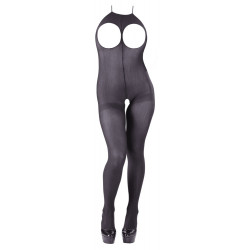 NoXqse Catsuit - Tutina Intima, Trasparente, Nera, Seno Scoperto, Intrigante, Taglia S-L