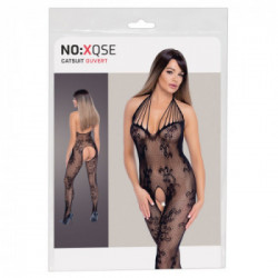 NoXqse Catsuit - Tutina Intima, Rete Fine, Nera, Intrigante, Taglia S-L
