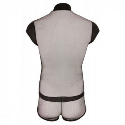 Svenjoyment Playsuit - Body da Uomo, Nero, Maniche Corte, Cerniera sul Davanti, Taglia S