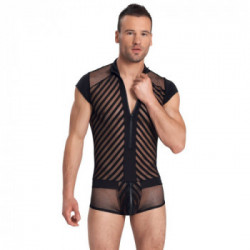 Svenjoyment Playsuit - Body da Uomo, Nero, Maniche Corte, Cerniera sul Davanti, Taglia M