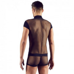 Svenjoyment Playsuit - Body da Uomo, Nero, Maniche Corte, Cerniera sul Davanti, Taglia M