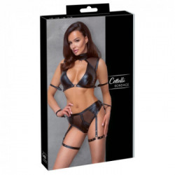 Cottelli Bondage Top and Briefs Black - Completino Intimo, Top Scollato, Provocante,Taglia L
