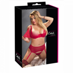 Cottelli Curves Bra and String - Completino Intimo, Rosso, Pizzo, Passionale, Taglia 90D/L