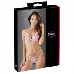 Cottelli Lingerie Lace Set Rose - Completino Intimo, Pizzo, Cavallo Aperto, Taglia L