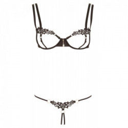 Cottelli Collection Bra and String - Completino Intimo, Nero, Minimal, Senza Cavallo, Taglia XL
