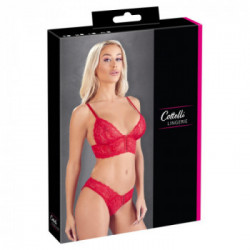 Cottelli Lingerie Bra Set Red - Completino Intimo, Pizzo Floreale, Delicato, Taglia XL
