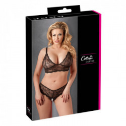 Cottelli Curves Bra and String - Completino Intimo, Nero, Pizzo Nero, Filigranato, Taglia 4XL