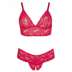 Cottelli Curves Bra and Briefs - Completino Intimo, Rosso, Pizzo in Filigrana, Taglia XL
