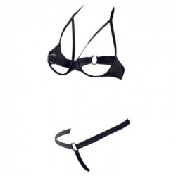 Cottelli Collection Bra and String - Completino Intimo, Nero, Coppe Aperte, Taglia 75B/S
