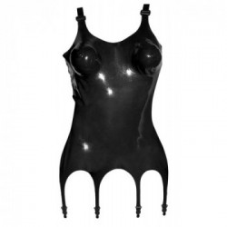 Sharon Sloane Suspender Basque - Corsetto Reggicalze, Lattice, Nero, Aderente, Taglia S