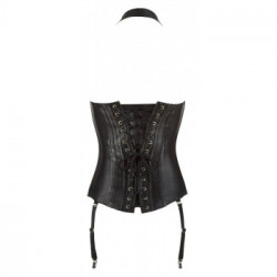 Zado Leather Corsage - Corsetto Nero, Pelle, Regolabile, Taglia L