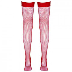 Cottelli Legwear Hold Up Stockings - Calze a Rete Rosse, Taglia XL