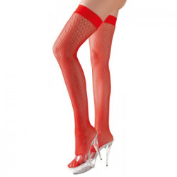 Cottelli Legwear Hold Up Stockings - Calze a Rete Rosse, Taglia M