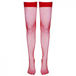 Cottelli Legwear Hold Up Stockings - Calze a Rete Rosse, Taglia M