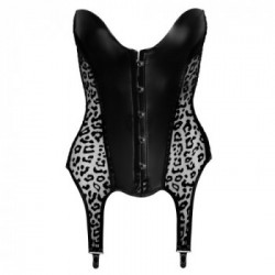 Noir Handmade Corset Leo - Reggicalze, Nero, Leopardato, Seducente, Taglia M