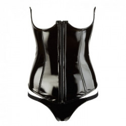 Black Level Vinyl Corset - Nero, Lucido, Aderente, Taglia S