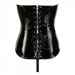 Black Level Vinyl Corset - Nero, Lucido, Aderente, Taglia S