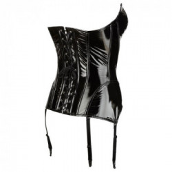 Black Level Vinyl Corset - Nero, Lucido, Aderente, Taglia XS