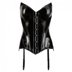 Black Level Vinyl Corset - Nero, Lucido, Aderente, Taglia M