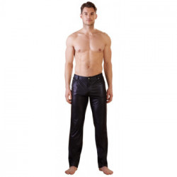 Nek Men's Trousers - Pantalone Nero, Classico, Passanti per Cintura, Taglia M