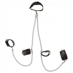 Zado Leather All Over Restraints - Collare, Polsiere, Cavigliere in Pelle, Costrizione