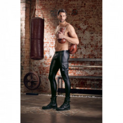 Nek Men's Trousers - Pantalone Nero, Biker, Passanti per Cintura, Sim - Fit, Taglia S