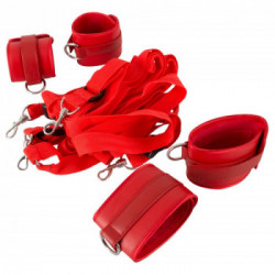 Bad Kitty Bed Restraint Set - Cinghie per Letto con Polsiere e Cavigliere, Colore Rosso 
