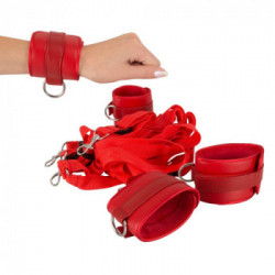 Bad Kitty Bed Restraint Set - Cinghie per Letto con Polsiere e Cavigliere, Colore Rosso 
