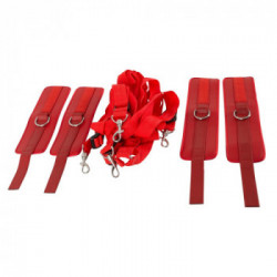 Bad Kitty Bed Restraint Set - Cinghie per Letto con Polsiere e Cavigliere, Colore Rosso 