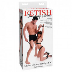Fetish Fantasy Chains of Love Bondage Kit - Set Bondage, Frustino + Maschera per Occhi + Polsiere e Cavigliere