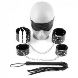 Fetish Fantasy Chains of Love Bondage Kit - Set Bondage, Frustino + Maschera per Occhi + Polsiere e Cavigliere