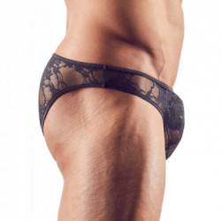 Svenjoyment Men's Briefs Lace - Slip da Uomo con Pizzo, Nero Trasparente, Taglia M