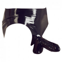 Late X Briefs - Slip in Lattice da Uomo con Dildo Realistico, Nero, Taglia M