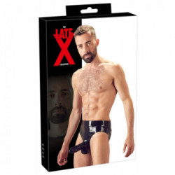 Late X Briefs - Slip in Lattice da Uomo con Dildo Realistico, Nero, Taglia L