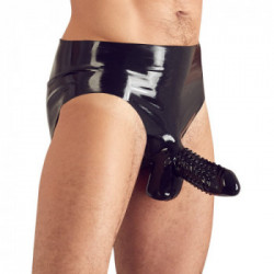 Late X Briefs - Slip in Lattice da Uomo con Dildo Realistico, Nero, Taglia L