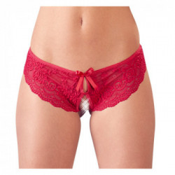 Cottelli Lingerie Lace Briefs Crotchless - Slip in Pizzo Rosso, Vagina e Ano Scoperti, Taglia XL